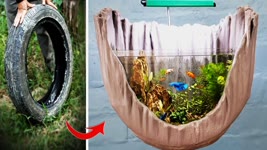 Make Amazing Aquarium With Special Shape From Tire Very Easy