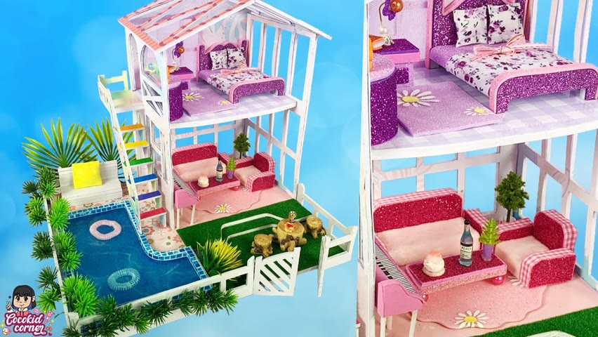 DIY Miniature 2-Floor Villa With Swimming Pool | DIY Miniature House | Cocokid Corner