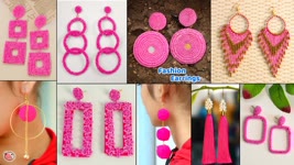 100+ Party Wear Outfits Hot Pink Earrings | Every Girl Want | DIY | How to Make Jewelry Part - 1