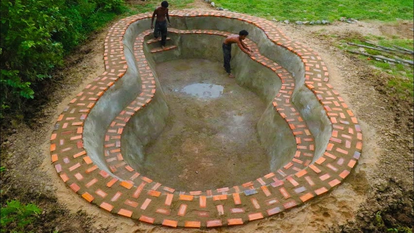 Build Brick Swimming Pool For Summer (Part 1 )