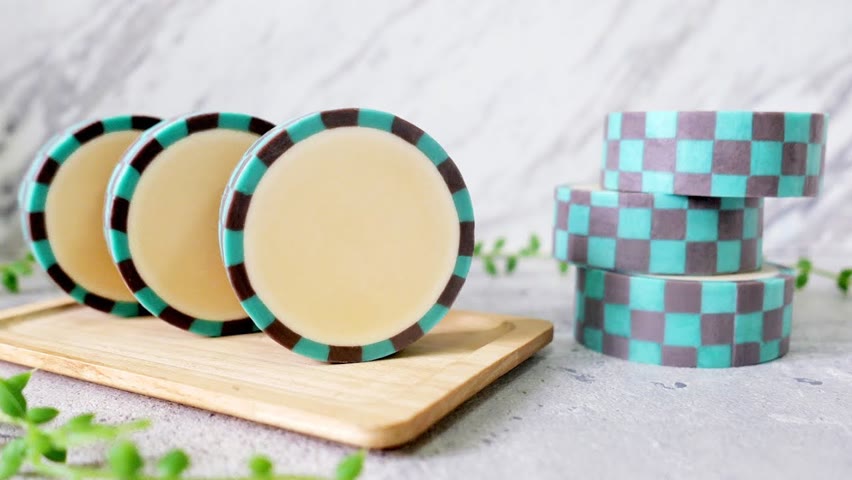 格紋羽織皂 - plaid haori design handmade soap, with soap dough, cold process - 手工皂