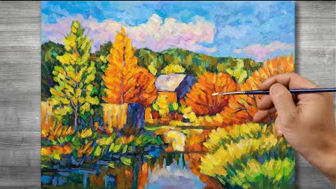 Impressionist painting | autumn landscape | oil painting | time lapses | #352