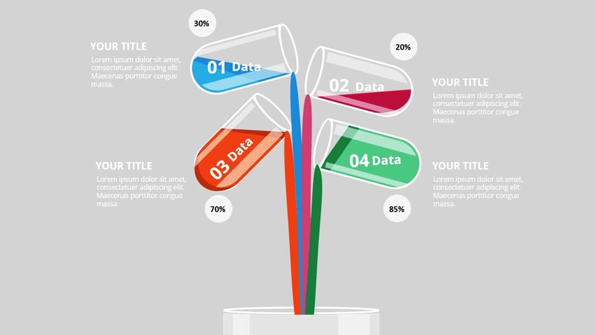 Animated 4 Glass Test Tubes Infographic Slide in PowerPoint