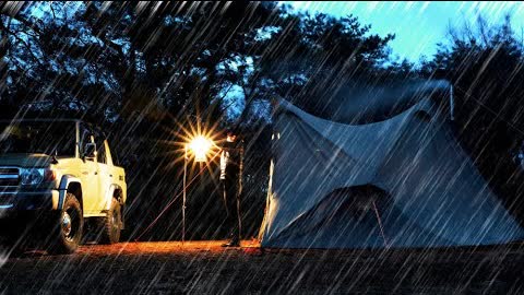【暴風雨】テントの中で雨風をしのぐソロキャンプ/薪ストーブでローストビーフ丼・ベーグルサンドイッチ