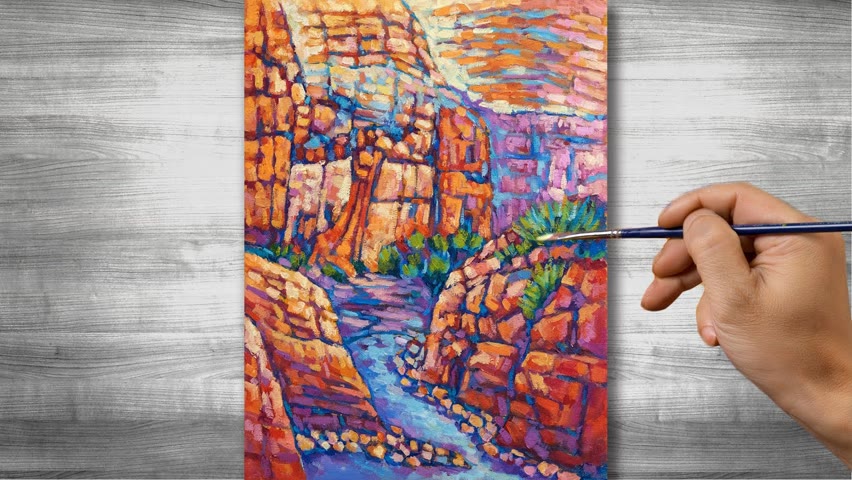 Canyon scenery | Oil painting time-lapses | #324