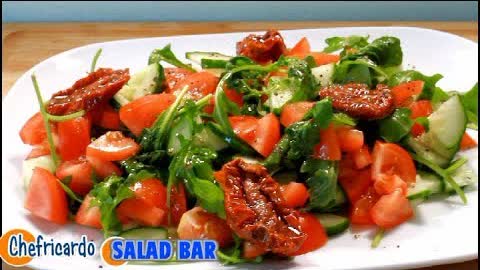 Rocket salad rocket salad with sun-dried tomatoes fresh cucumber Chef Ricardo Salad Bar