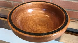 Woodturning - Mahogany Bowl with Charcoal Epoxy Resin Inlay