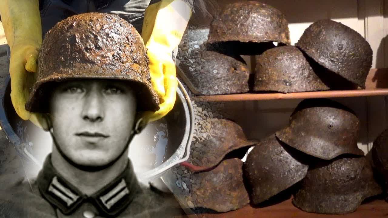 Sad find in a German Helmet - Big German WW2 Dump Hole Relics Cleaning - PART 2