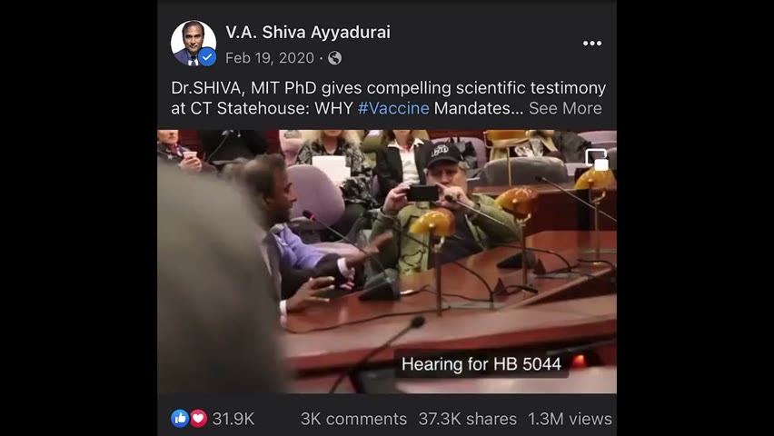 Feb 19, 2020 - Dr.SHIVA, MIT PhD gives compelling scientific testimony at CT Statehouse