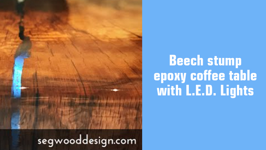 Beech stump epoxy coffee table with L.E.D. Lights