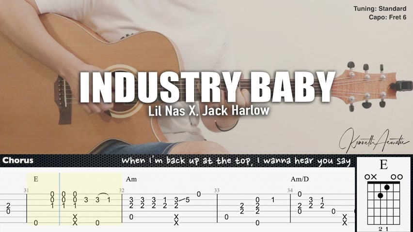 INDUSTRY BABY - Lil Nas X, Jack Harlow | Fingerstyle Guitar | TAB + Chords + Lyrics