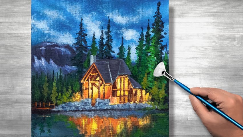 Wooden house painting | Acrylic painting | step by step #267