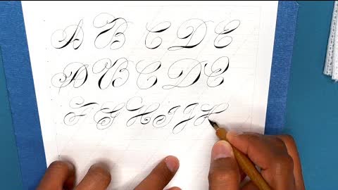 Reversed English Roundhand Calligraphy Alphabet A-Z in Real Time (ASMR)