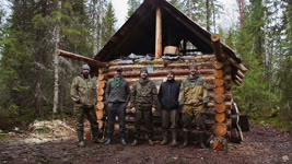 Build log cabin in taiga. Five men live in the taiga. Part II