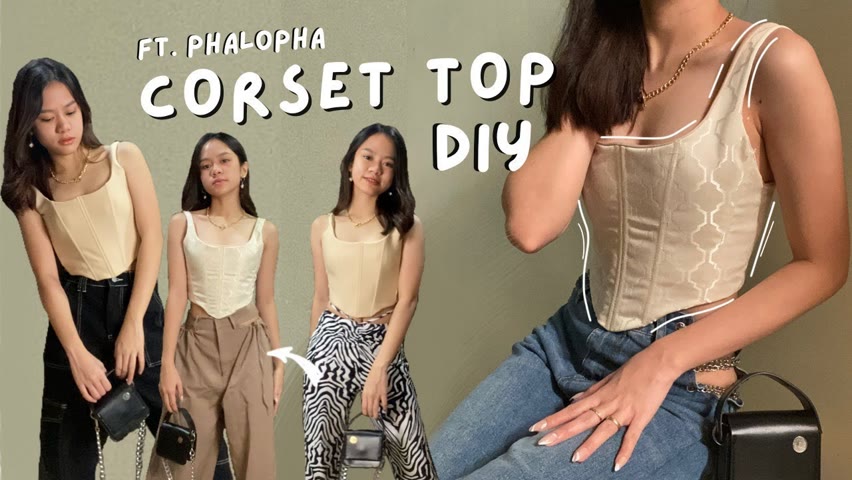 DIY CORSET TUTORIAL + Free Pattern (ft. Phalopha) | Jeans, Pants and Bags | Villamor Twins