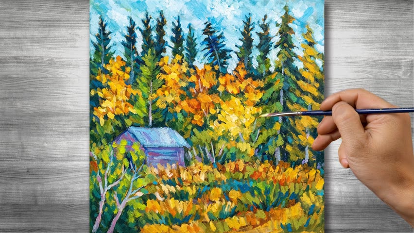 Autumn landscape | Oil painting time-lapses | #323