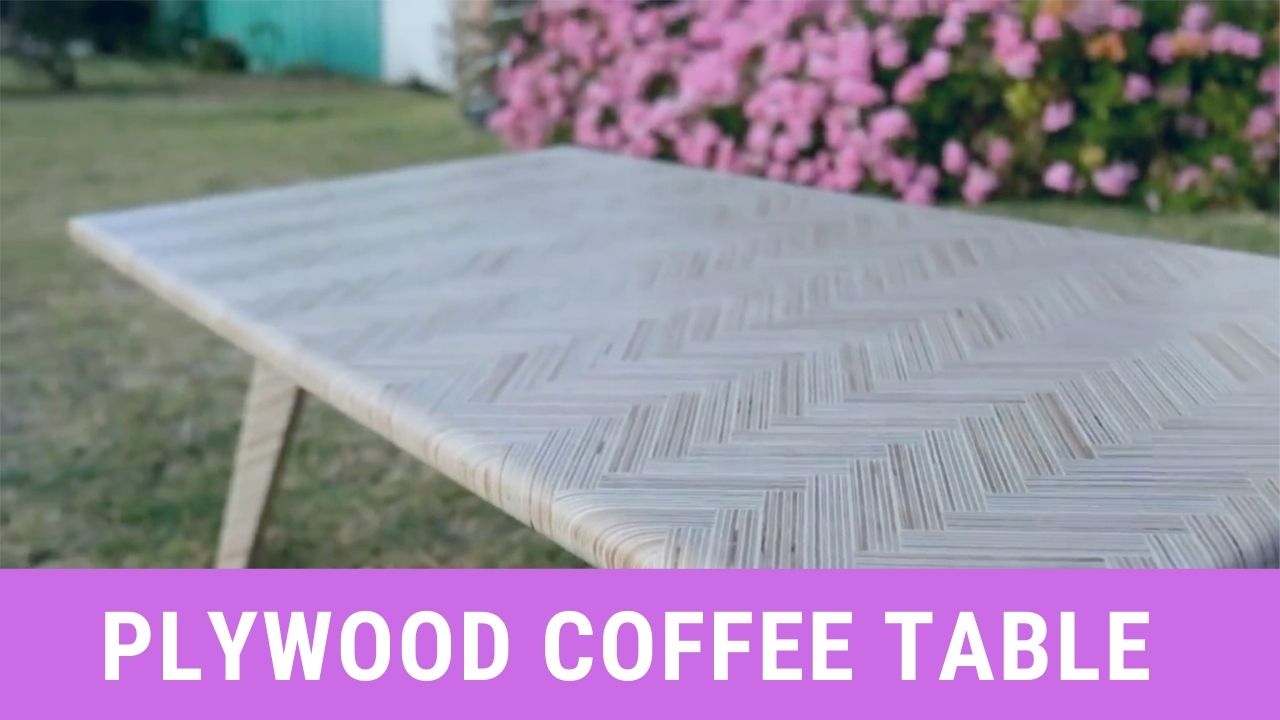DIY Plywood Coffee Table - Herringbone Pattern