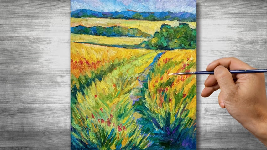 Autumn landscape painting | Oil painting time lapse |#312
