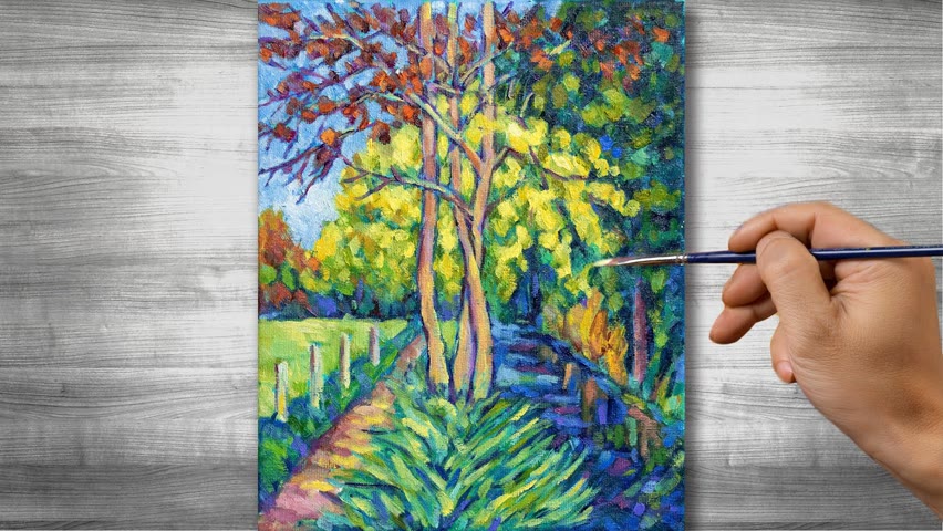 Autumn landscape painting | Oil painting time lapse |#296