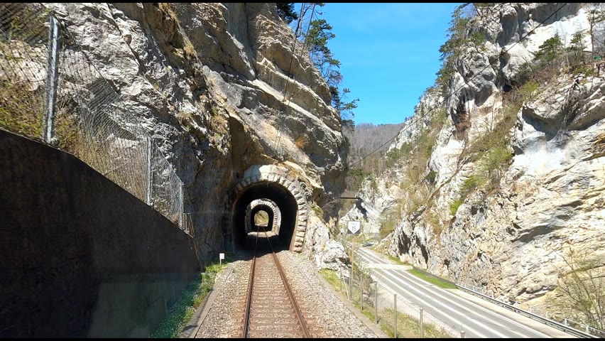 ★ 4K 🇨🇭Tilt train Biel - Moutier - Delémont cab ride through Switzerland's Jura mountains [04.2021]