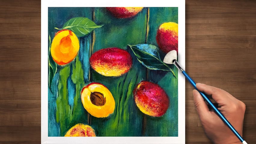 Easy acrylic painting for beginners | fruit still life |daily Art #151