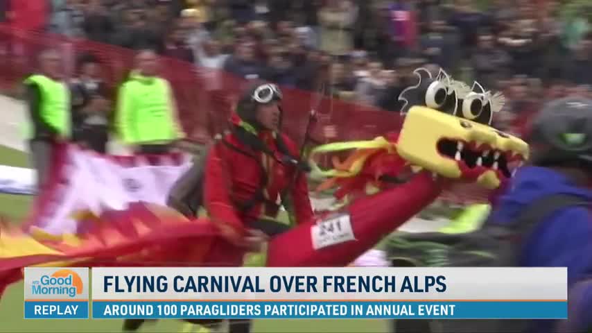 Flying Carnival Over French Alps
