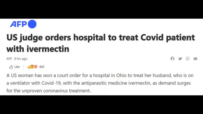 IVERMECTIN : US judge orders hospital to treat Covid patient with ivermectin