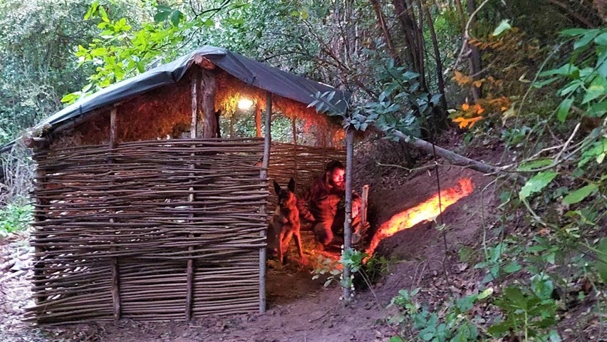 Bushcraft Skills: Primitive Shelter Building, Survival Tiny House, Off Grid Living, Diy, Asmr