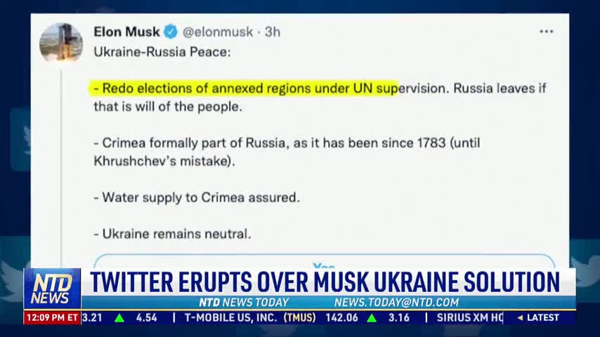 Twitter Storm: Elon Musk Proposes Peace Plan for Ukraine-Russia Conflict