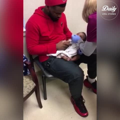 Dad Comforts Baby While Getting His Vaccines