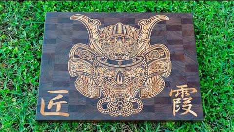 The Warrior (武士) cutting board/butcher block. Based on a drawing by Matt Tran.