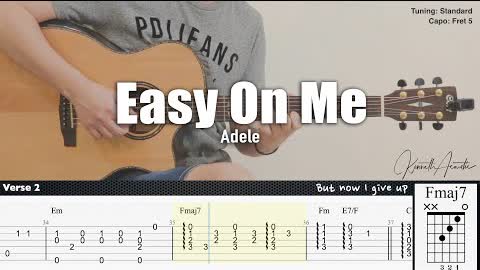 Easy On Me - Adele | Fingerstyle Guitar | TAB + Chords + Lyrics