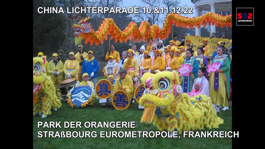 Neuartige Chinalichtparade im Orangerie-Park im Dezember 2022 in Straßburg, in der Nähe der europäischen Institutionen