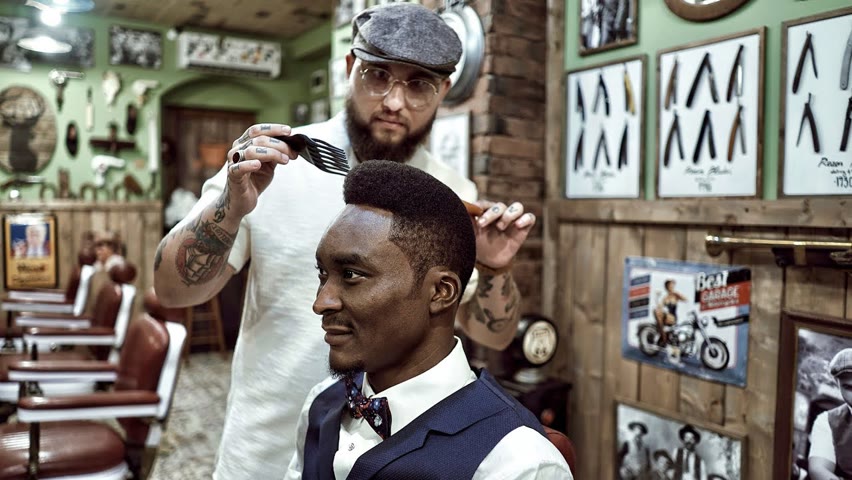 💈 ASMR BARBER - Freehand AFRO POMPADOUR - The most OLD SCHOOL HAIRCUT of all