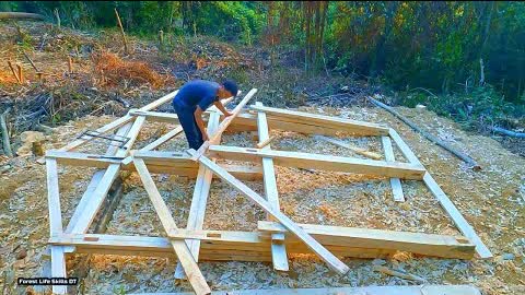Second day of building a new shelter, Make a sturdy house frame by yourself - survival | Ep 176
