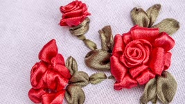 Ribbon Flowers|Red Roses|Embroidery Stitches by Hand|HandiWorks #73