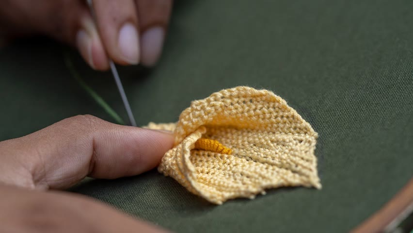 Unique Hand Embroidery  - Realistic Calla Lily Flower