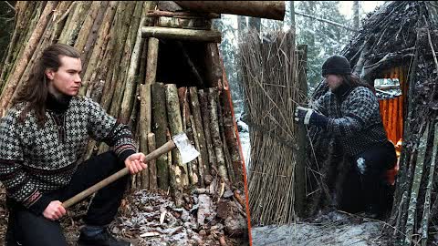 Building a Winter-Warm Log Hut in the Wild: 4 Day Bushcraft