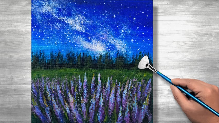 Easy Acrylic Painting Step by Step | Daily Art ＃45 | Lavender Star