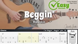 Beggin' (Easy Version) - Måneskin | Fingerstyle Guitar | TAB + Chords + Lyrics