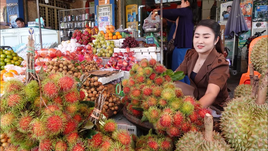 Market show, Buy rambutan fruit for my recipe / Rambutan fruit dessert cooking