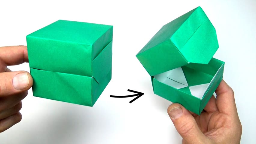 Hinged Gift Box that Locks from One Square 🎁 Pure origami -- no glue no ✂