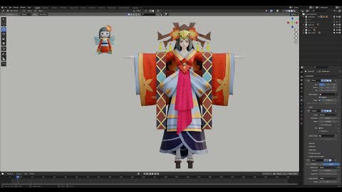 Blender 3.0 - Onmyoji Arena fanart - Modeling & Rigging a Low-poly Game Character