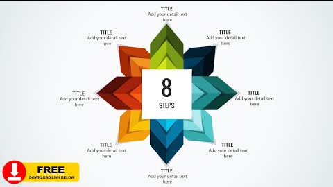 Create 8 colorful steps Infographic slide in PowerPoint. Tutorial No: 894