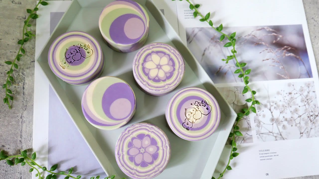 紫綠花磚母乳皂 - the pour and pull through handmade soap with lavender infused oil - 手工皂