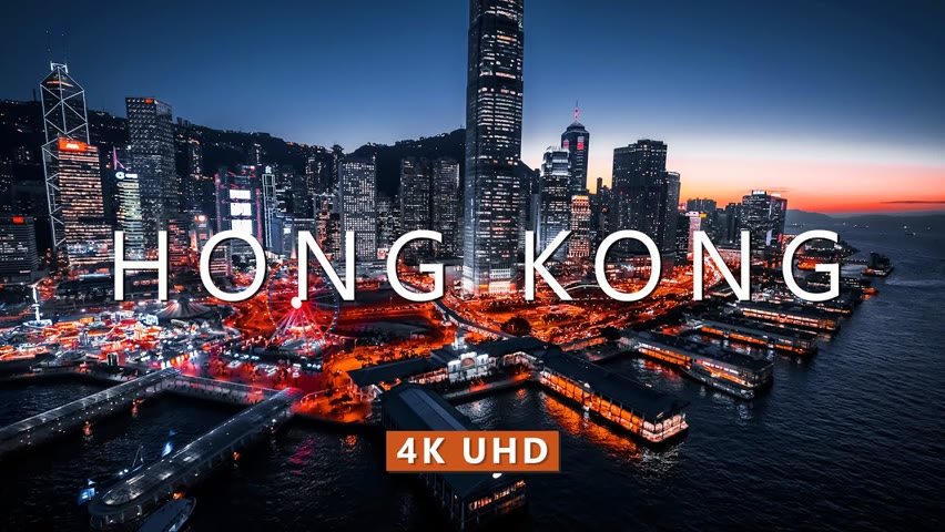 4K Drone Footage - Bird's Eye View of Hong Kong - Relaxation Film with Calming Music