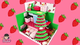 Cardboard Strawberry House | DIY Miniature Dollhouse | Miniature Cardboard House