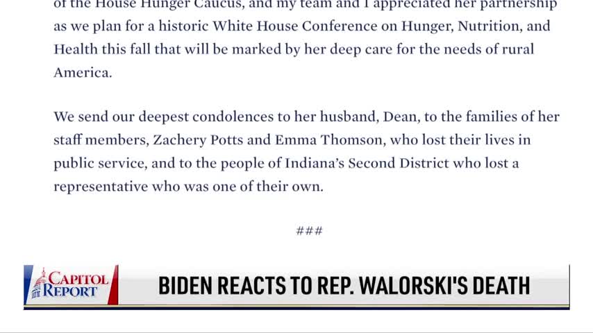 Biden Reacts to Rep. Walorski's Death