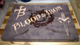 The "Blood and Iron" cutting board / butcher block. Wood inlay. Cnc inlay