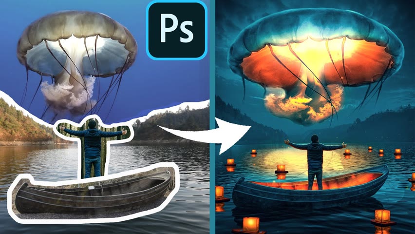 Jellyfish Fantasy Photoshop Manipulation Tutorial | Speed Art